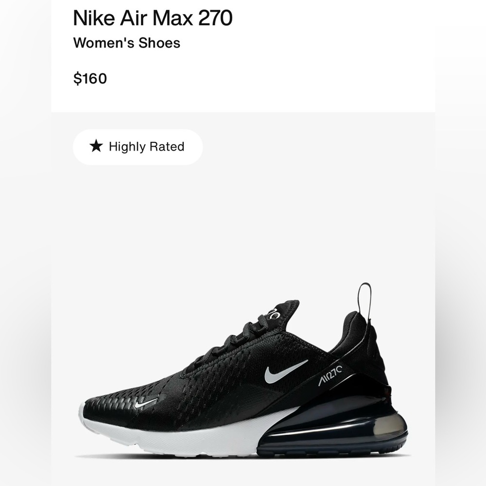 Nike Air Max 270 (blk/white) 8.5 W
